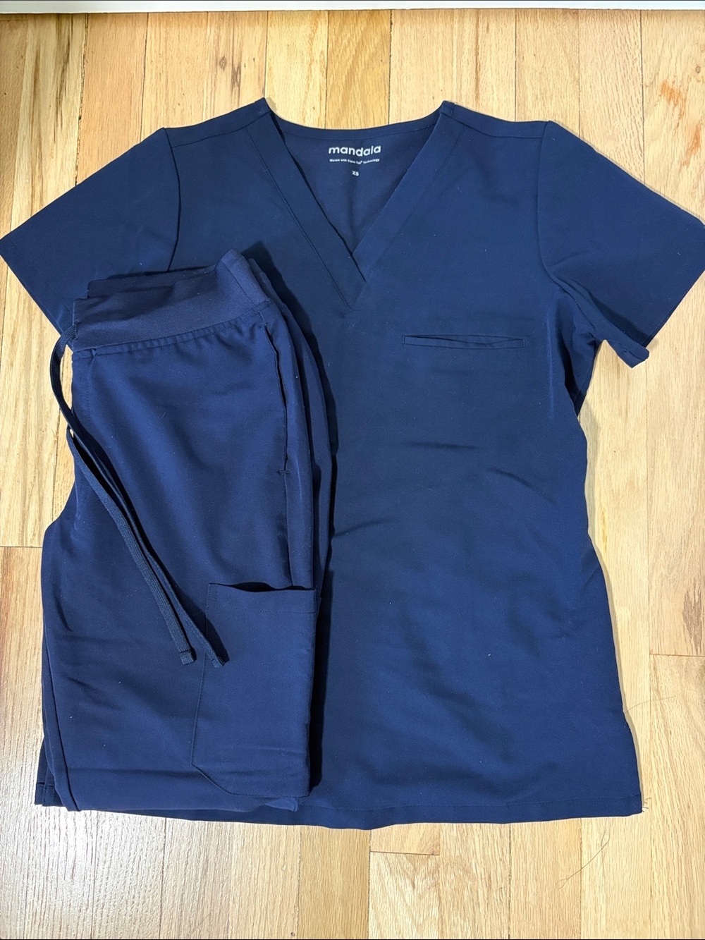 Mandala Women's Navy Scrub Set - (V-Neck & Joggers)